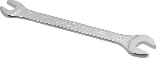 Facom - 4mm x 5mm Stubby Open End Wrench - 2-9/32" OAL, Double End, Satin Finish, 15° Head Angle - Caliber Tooling