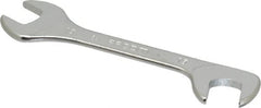 Facom - 15mm Stubby Extra Thin Open End Wrench - 5-33/64" OAL, Double End, Satin Finish, 15° & 75° Head Angle - Caliber Tooling