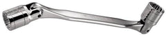 Facom - 21 x 23", 12 Point, Satin Chrome Coated, Double Flex-End Socket Wrench - 13-1/32" OAL, 41.5mm Head Thickness - Caliber Tooling