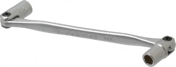 Facom - 8 x 9", 12 Point, Satin Chrome Coated, Double Flex-End Socket Wrench - Exact Industrial Supply