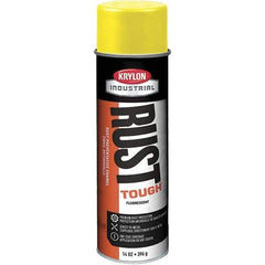 Krylon - Yellow, 15 oz Net Fill, Fluorescent, Acrylic Enamel Spray Paint - 15 to 20 Sq Ft per Can, 20 oz Container - Caliber Tooling