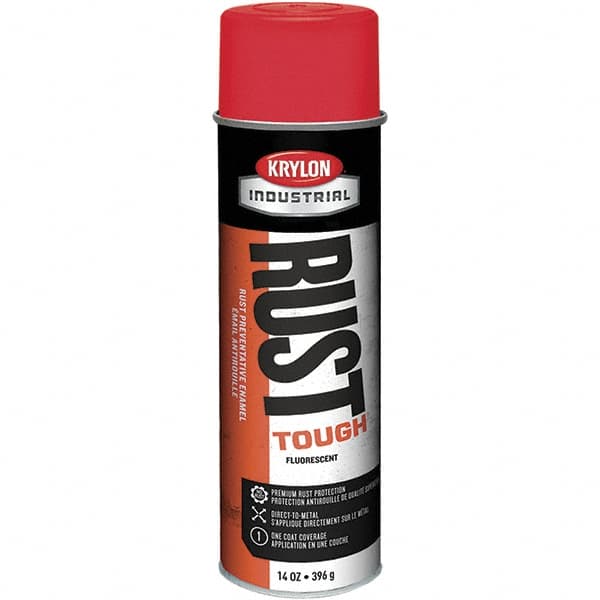 Krylon - Red, 15 oz Net Fill, Fluorescent, Acrylic Enamel Spray Paint - 15 to 20 Sq Ft per Can, 20 oz Container - Caliber Tooling