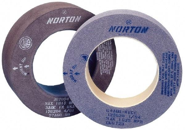 Norton - 8" Wide x 12" Diam, Type 7 Feed Wheel - 5" Hole Size, 80 Grit, Hardness R, 7-1/2" Diam x 2-1/2" Deep Recess, 7-1/2" Diam x 1-1/2" Deep Opposite Side Recess - Caliber Tooling