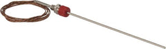 Thermo Electric - 0 to 1600°F, J Pipe Fitting, Thermocouple Probe - 6 Ft. Cable Length, Stripped Ends, 9 Sec Response Time - Caliber Tooling