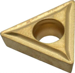 Hertel - TPMT21.51 LF Grade HC335 Carbide Turning Insert - TiC/TiCN/TiN Finish, 60° Triangle, 1/4" Inscr Circle, 3/32" Thick, 1/64" Corner Radius - Caliber Tooling