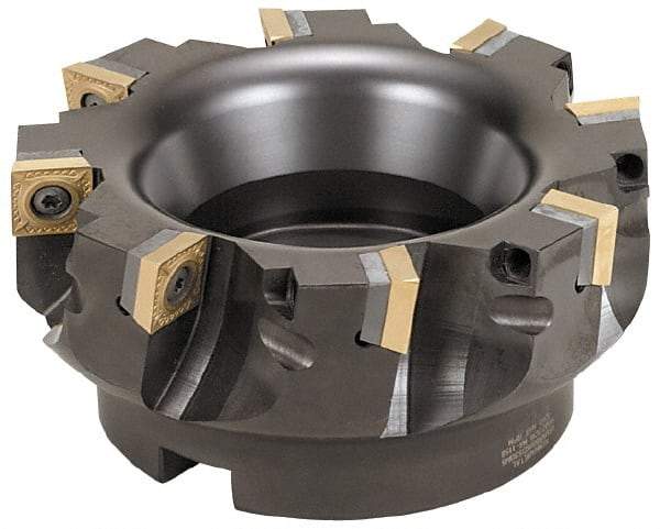 Kennametal - 10 Inserts, 6" Cut Diam, 2" Arbor Diam, 0.361" Max Depth of Cut, Indexable Square-Shoulder Face Mill - 0/90° Lead Angle, 2.38" High, SD.T 43.. Insert Compatibility, Series KSSM - Caliber Tooling