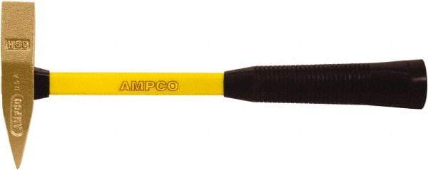 Ampco - 1-1/2 Lb Head Scaling Hammer - 14" Long, 1-1/8" Face Diam, Fiberglass Handle - Caliber Tooling