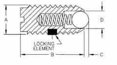 TE-CO - 6-40, 0.078" Ball Diam, 5/16" Body Length, 0.023" Max Ball Reach, Threaded Ball Plunger - Caliber Tooling