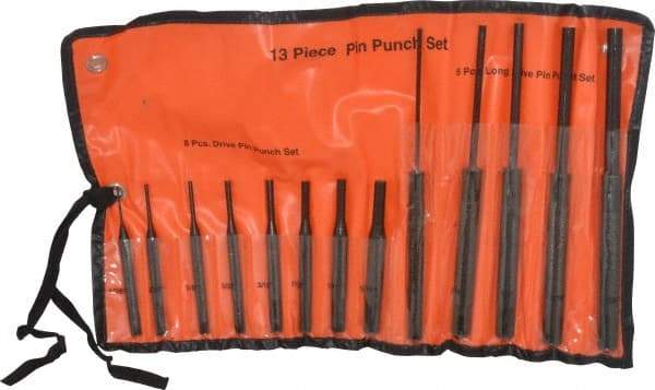 Value Collection - 13 Piece, 1/8 to 3/8", Pin Punch Set - Comes in Vinyl Case - Caliber Tooling