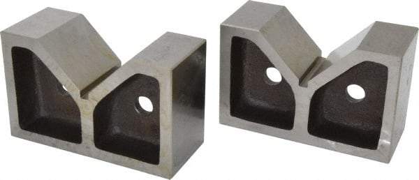 Value Collection - 3 to 3-17/32" Capacity, 90° Angle, Cast Iron V-Block - 7" Long x 3" Wide x 4-17/32" High, Sold as Matched Pair - Caliber Tooling