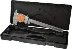 Mitutoyo - 0mm to 6" Range, 0.001" Graduation, 0.1" per Revolution, Dial Caliper - Orange Face, 1-9/16" Jaw Length, Accurate to 0.0010" - Caliber Tooling