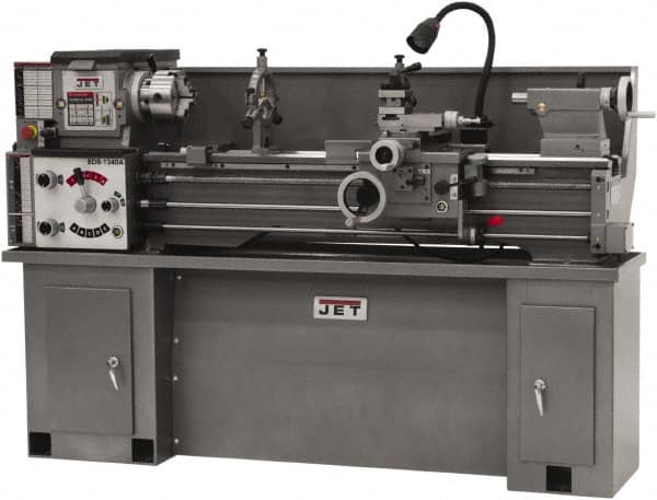 Jet - 13" Swing, 40" Between Centers, 230 Volt, Single Phase Bench Lathe - 5MT Taper, 2 hp, 60 to 1,240 RPM, 1-3/8" Bore Diam, 32" Deep x 45" High x 71" Long - Caliber Tooling