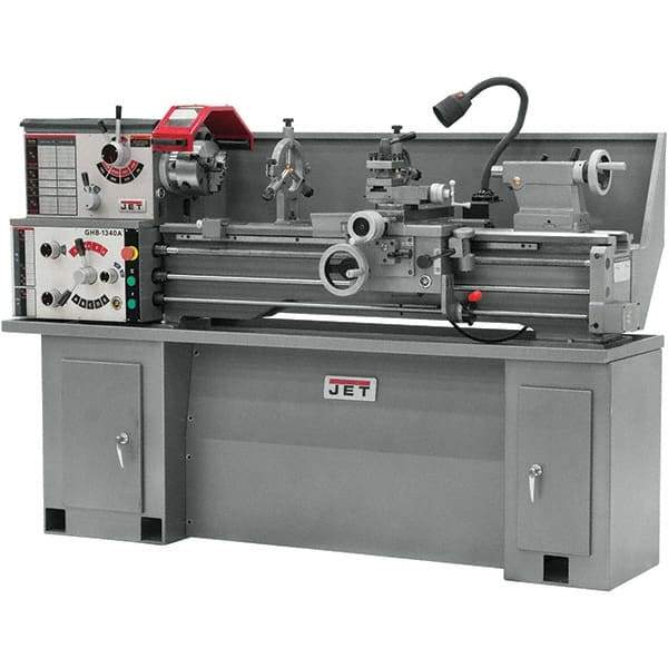 Jet - 13" Swing, 40" Between Centers, 230 Volt, Single Phase Bench Lathe - 5MT Taper, 2 hp, 70 to 2,000 RPM, 1-3/8" Bore Diam, 32" Deep x 47" High x 71" Long - Caliber Tooling