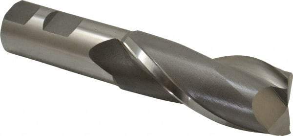 Hertel - 1-1/4", 3" LOC, 1" Shank Diam, 5-1/2" OAL, 2 Flute, High Speed Steel Square End Mill - Single End, Uncoated, Spiral Flute, 30° Helix, Centercutting, Right Hand Cut, Right Hand Flute - Caliber Tooling