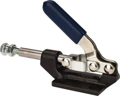 Gibraltar - 600 Lb Load Capacity, Flanged Base, Carbon Steel, Standard Straight Line Action Clamp - 0.22" Mounting Hole Diam, 0.43" Plunger Diam, Straight Handle - Caliber Tooling