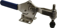 Gibraltar - 600 Lb Holding Capacity, Horizontal Handle, Manual Hold Down Toggle Clamp - 56° Handle Movement, 91° Bar Opening, U-Bar, Flanged Base, Electro-Plated Zinc, Stainless Steel - Caliber Tooling