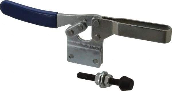 Gibraltar - 750 Lb Holding Capacity, Horizontal Handle, Manual Hold Down Toggle Clamp - 70° Handle Movement, 92° Bar Opening, U-Bar, Straight Base, Electro-Plated Zinc, Carbon Steel - Caliber Tooling