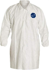 Dupont - Size 3XL White Disposable Chemical Resistant Lab Coat - Tyvek, Snap Front, Elastic Cuff - Caliber Tooling