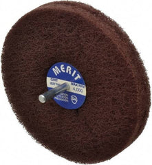 Merit Abrasives - 5" Diam, Medium Mounted Scrubber Buffing Wheel - 2 Ply, Very Fine Grade, 1/4" Shank Diam, 4,000 RPM - Caliber Tooling