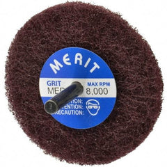 Merit Abrasives - 3" Diam, Medium Mounted Scrubber Buffing Wheel - 1 Ply, Medium Grade, 1/4" Shank Diam, 8,000 RPM - Caliber Tooling