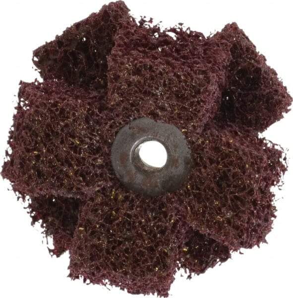 Merit Abrasives - 2" Diam Medium Density Cross Buff - 2 Plys, 1/4-20 Thread, Medium Grade, 12,000 Max RPM - Caliber Tooling