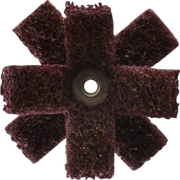 Merit Abrasives - 3" Diam Medium Density Cross Buff - 2 Plys, 1/4-20 Thread, Medium Grade, 8,000 Max RPM - Caliber Tooling