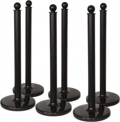 PRO-SAFE - 40" High, 2-1/2" Pole Diam, Warning Post - 14" Base Diam, Black Plastic Post - Caliber Tooling