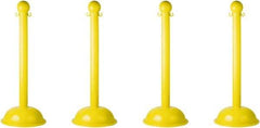 PRO-SAFE - 41" High, 3" Pole Diam, Warning Post - 16" Base Diam, Yellow Plastic Post - Caliber Tooling