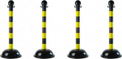 PRO-SAFE - 41" High, 2" Pole Diam, Warning Post - 16" Base Diam, Black & Yellow Plastic Post - Caliber Tooling