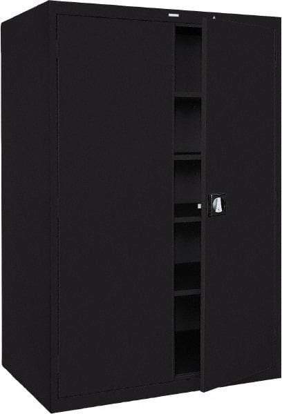 Sandusky Lee - 5 Shelf Locking Storage Cabinet - Steel, 46" Wide x 24" Deep x 72" High, Black - Caliber Tooling