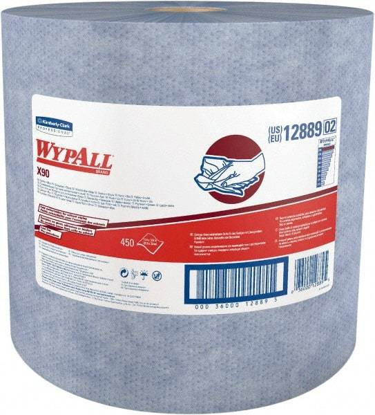 WypAll - X90 Dry Shop Towel/Industrial Wipes - Jumbo Roll, 13-3/8" x 11" Sheet Size, Blue - Caliber Tooling