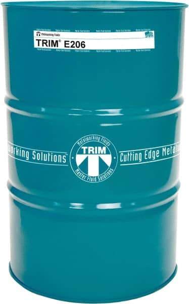 Master Fluid Solutions - TRIM E206, 54 Gal Drum Cutting & Grinding Fluid - Water Soluble, For Gear Hobbing, Heavy-Duty Broaching, High Speed Turning - Caliber Tooling