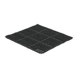 Wearwell - 3' Long x 3' Wide x 5/8" Thick, Anti-Fatigue Modular Matting Tiles - Black, For Dry & Wet Areas, Series 572 - Caliber Tooling