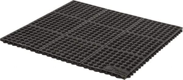 Wearwell - 3' Long x 3' Wide x 5/8" Thick, Anti-Fatigue Modular Matting Tiles - Black, For Dry & Wet Areas, Series 576 - Caliber Tooling