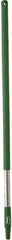 Vikan - 39-1/2 x 1-1/4" Stainless Steel Squeegee Handle - European Threaded Connection, Green - Caliber Tooling