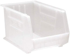 Quantum Storage - 75 Lb. Load Capacity, 18" Deep, Clear Polypropylene Hopper Stacking Bin - 10" High x 11" Wide x 18" Long - Caliber Tooling