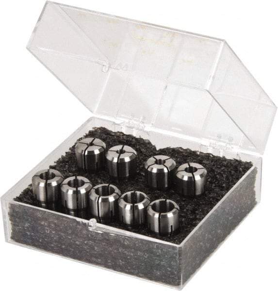 Kennametal - 9 Piece, 1/8" to 3/8" Capacity, Double Angle Collet Set - Series DA200 - Exact Industrial Supply