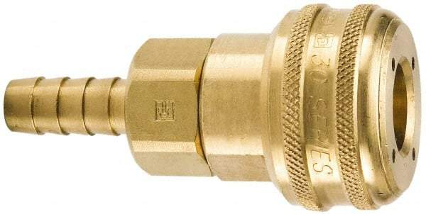 Parker - Hose Barb Industrial Pneumatic Hose Coupler - Brass, 3/4" Body Diam, 1/2" Hose ID - Caliber Tooling