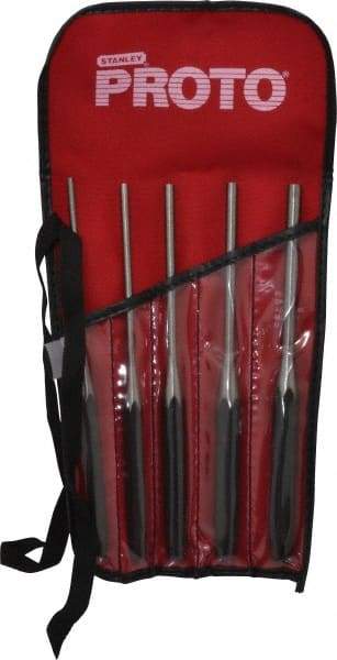 Proto - 5 Piece, 5/32 to 5/16", Pin Punch Set - Round Shank, Comes in Pouch - Caliber Tooling