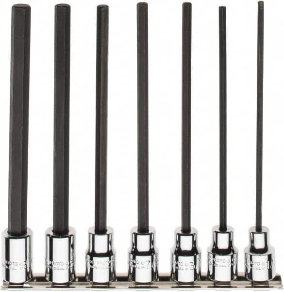 Proto - 7 Piece 3/8" Drive Inch Hex Bit Socket Set - 1/8 to 3/8" Hex - Caliber Tooling