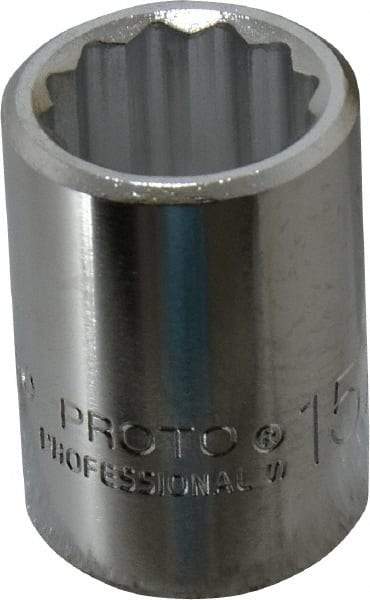 Proto - 15/16", 3/4" Drive, Standard Hand Socket - 12 Points, 2" OAL, Chrome Finish - Caliber Tooling