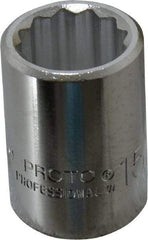 Proto - 15/16", 3/4" Drive, Standard Hand Socket - 12 Points, 2" OAL, Chrome Finish - Caliber Tooling