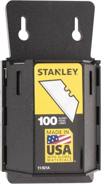 Stanley - 100 Piece Carbon Steel Utility Knife Blade - 2-7/16" OAL, 0.024" Blade Thickness - Caliber Tooling