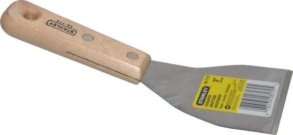 Stanley - Steel Bent Scraper - 3" Blade Width x 4-3/8" Blade Length, 4-7/8" Long Hardwood Handle - Caliber Tooling