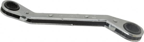 Proto - 3/8" x 7/16" 12 Point Reversible Ratcheting Offset Box Wrench - Double End, 5-1/4" OAL, Steel, 25° Offset - Caliber Tooling