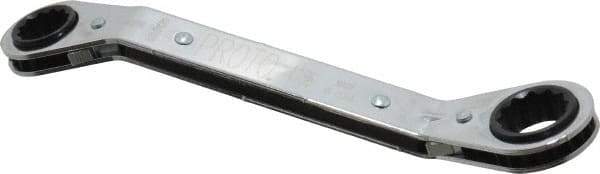 Proto - 5/8" x 3/4" 12 Point Reversible Ratcheting Offset Box Wrench - Double End, 7-3/4" OAL, Steel, 25° Offset - Caliber Tooling