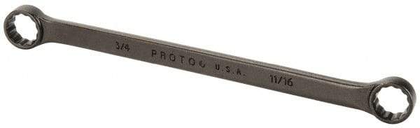 Proto - 11/16" x 3/4" 12 Point Offset Box Wrench - Double End, 11-1/4" OAL, Steel, Black Finish, 15° Offset - Caliber Tooling