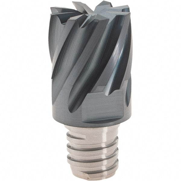 Iscar - MM EC Grade IC908 Carbide End Milling Tip Insert - TiAlN Finish, 8 Flutes, 5/8" Cutting Diam, 0.47" Depth of Cut, 0.81" Extension, 30° Helix - Caliber Tooling