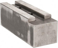 Atlas Workholding - 1.5mm x 60° Serrated Attachment, Square Soft Lathe Chuck Jaw - Steel, 2.362" Btw Mount Hole Ctrs, 7" Long x 2-1/2" Wide x 2-1/2" High, 0.984" Groove, M20mm Fastener - Caliber Tooling