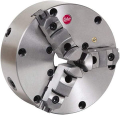 Atlas Workholding - 3 Jaws, 12" Diam, Self Centering Manual Lathe Chuck - Plain Back Mount Spindle, Adjustable, Reversible, 2,000 Max RPM, 3.285" Through Hole Diam, Cast Iron - Caliber Tooling